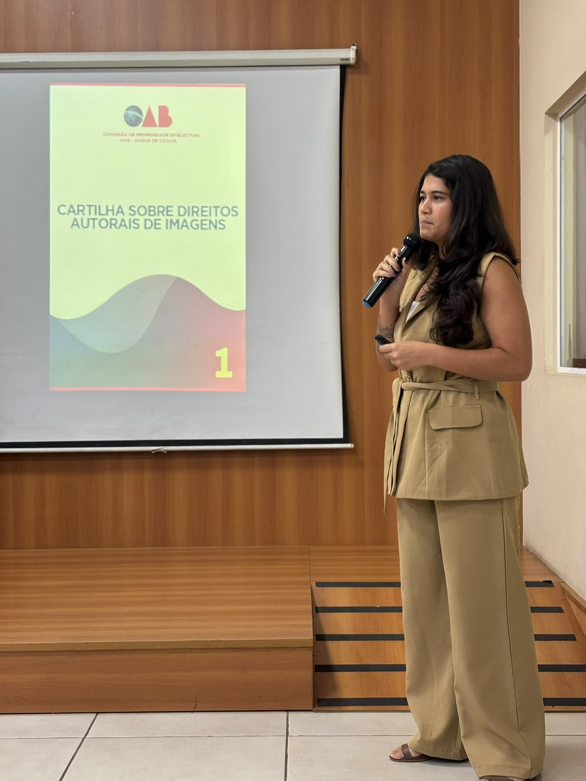 Dra. Vandira Evelyn ministrando palestra sobre direitos autorais de imagens